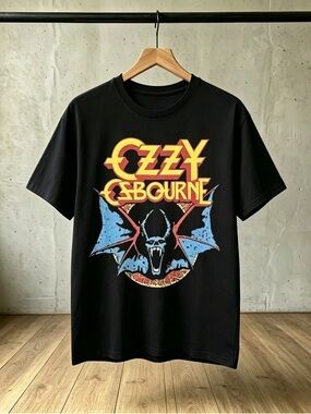 Ozzy Osbourne Retro Bat Devil Black T-shirt Unisex